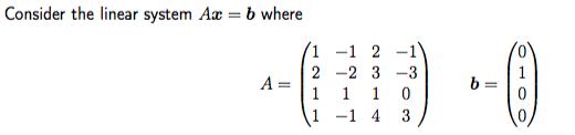 Consider the linear system A = b where -- -0 -1 2