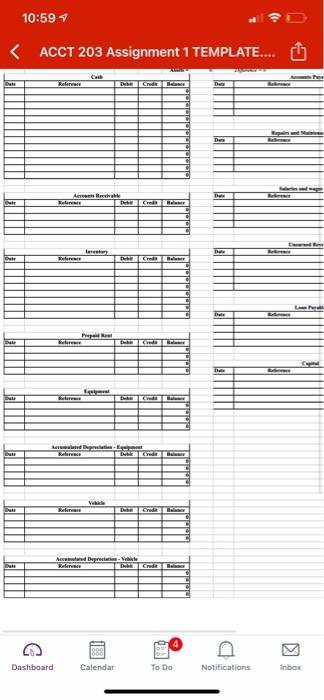 10:59< ACCT 203 Assignment 1 TEMPLATE.... U Cash Karate TE Cr The The ABelarus len The Date La De TMC ER சோயார் - re VLEGE