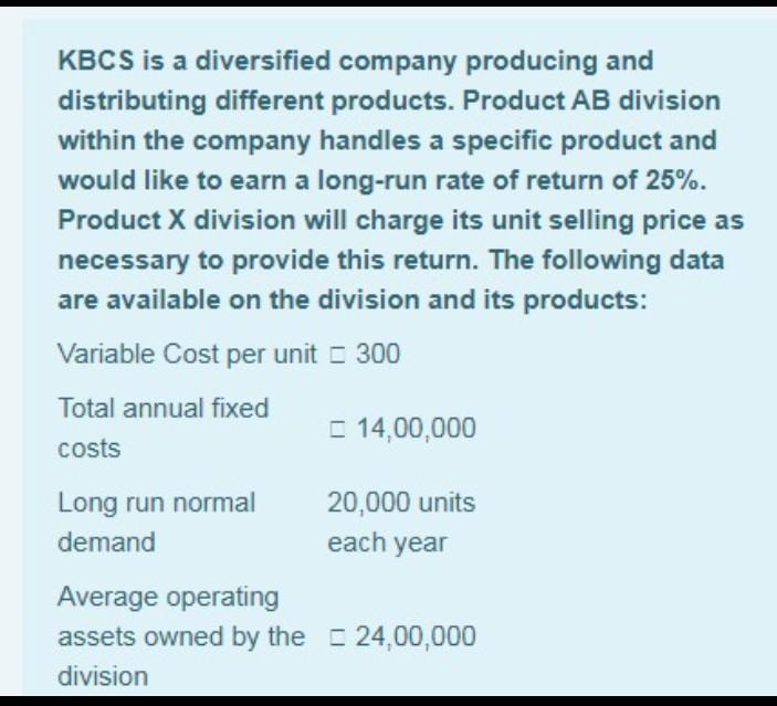 KBCS is a diversified company producing and distributing different products. Product AB division within the company handles a