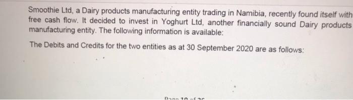 Smoothie Ltd, a Dairy products manufacturing entity trading in Namibia, recently found itself with free cash flow. It decided