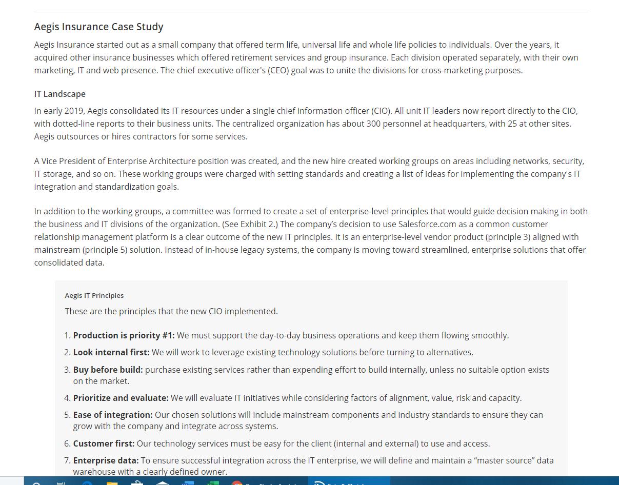 Aegis Insurance Case Study Aegis Insurance started out as a small company that offered term life, universal life and whole li