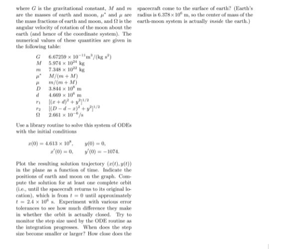 where G is the gravitational constant, M and m are the masses of earth and moon, p and are the mass fractions