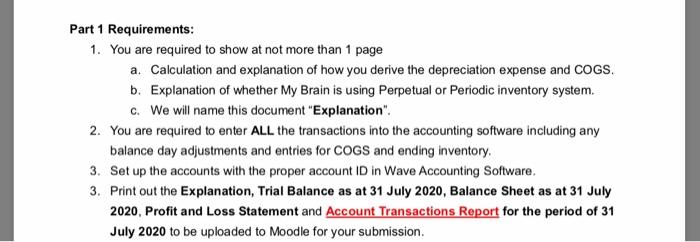 Part 1 Requirements: 1. You are required to show at not more than 1 page a. Calculation and explanation of how you derive the