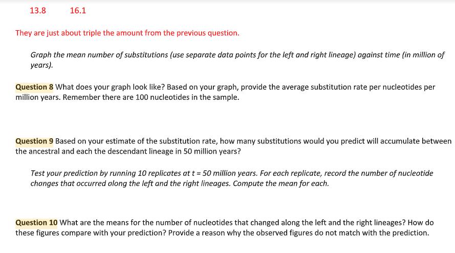13.8 16.1 They are just about triple the amount from the previous question. Graph the mean number of substitutions (use separ