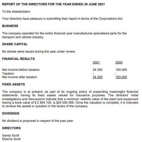 REPORT OF THE DIRECTORS FOR THE YEAR ENDED 30 JUNE 2021 To the shareholders Your directors have pleasure in submitting their