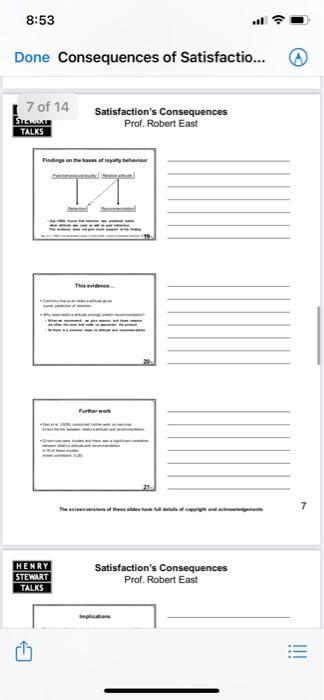 8:53 .Done Consequences of Satisfactio... 7 of 14 المحدد Satisfactions Consequences Prof. Robert East TALKS Findingen met T