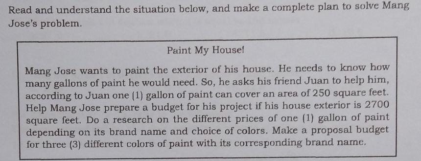 Read and understand the situation below, and make a complete plan to