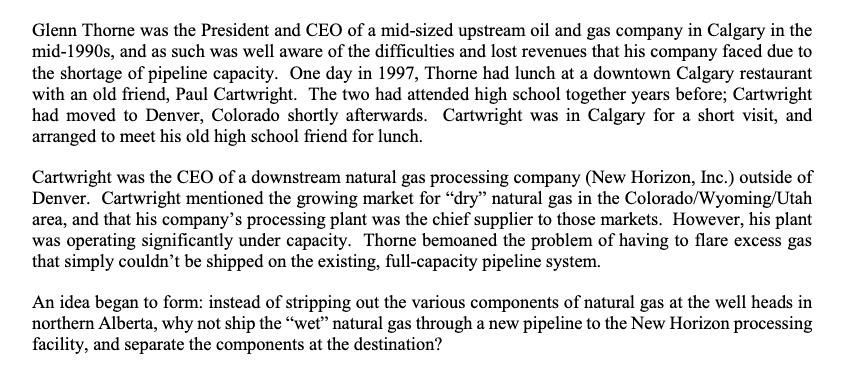 Glenn Thorne was the President and CEO of a mid-sized upstream oil and gas company in Calgary in the mid-1990s, and as such w