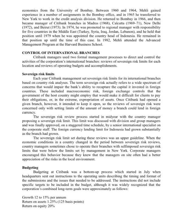 economics from the University of Bombay. Between 1960 and 1964, Mehli gained experience in a number of assignments in the Bom