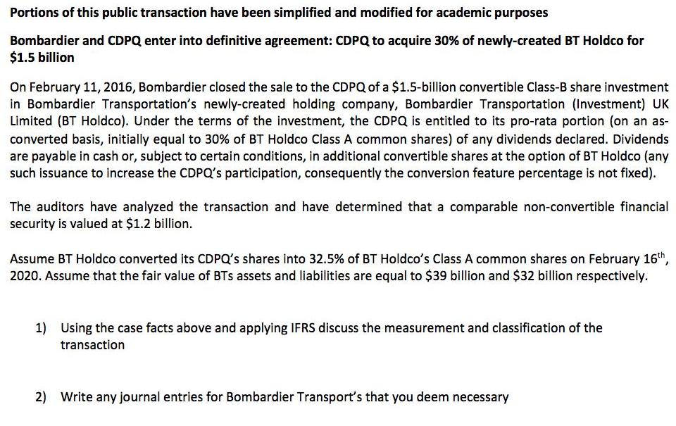 Portions of this public transaction have been simplified and modified for academic