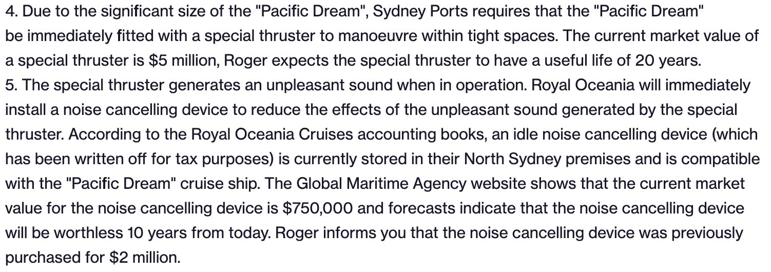 4. Due to the significant size of the Pacific Dream, Sydney Ports requires that the Pacific Dream be immediately fitted w