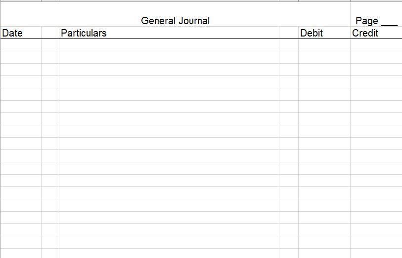 General Journal Page Credit Date Particulars Debit
