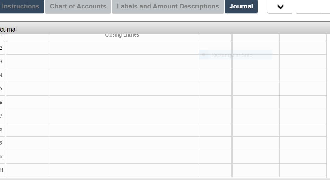 Instructions Chart of Accounts Labels and Amount Descriptions Journal ournal 1CLUSTE LIITICS 23 45 67 89 10 11