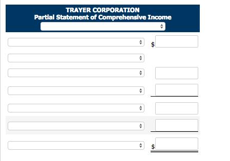 TRAYER CORPORATION Partial Statement of Comprehensive Income