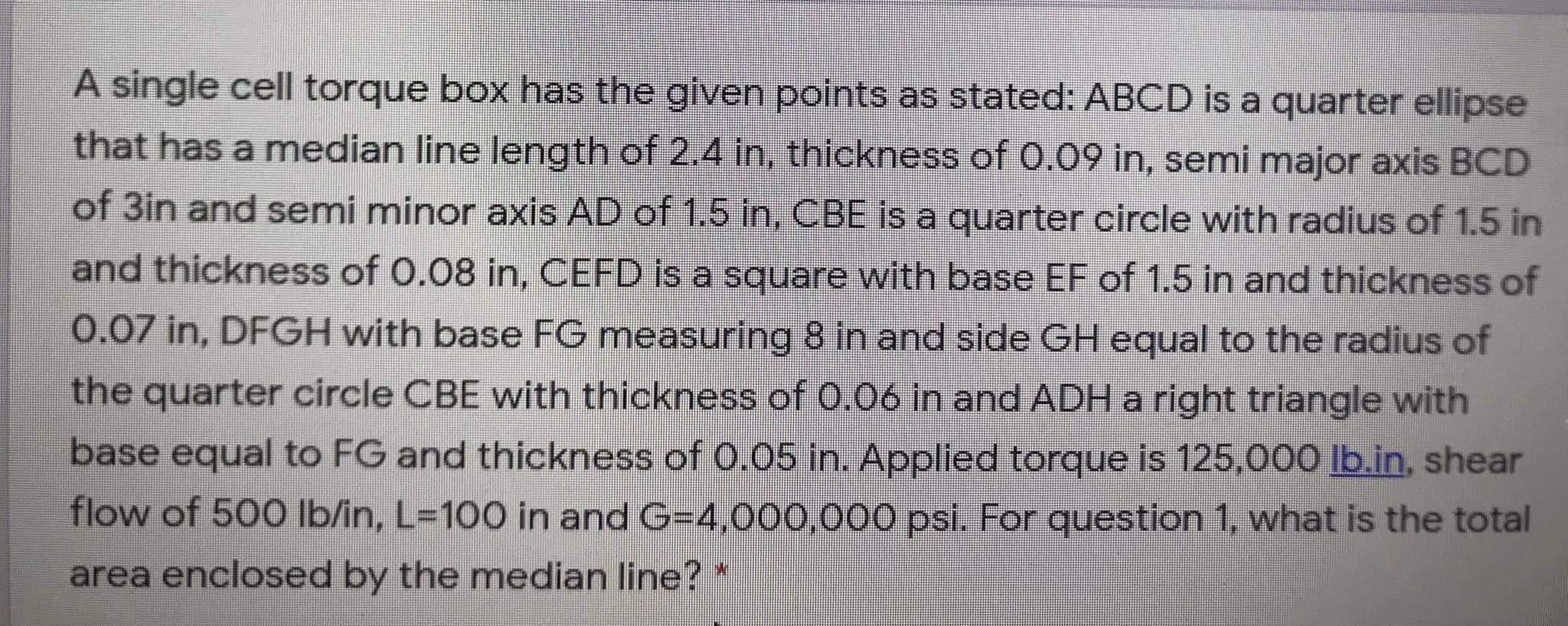 A single cell torque box has the given points as stated: ABCD