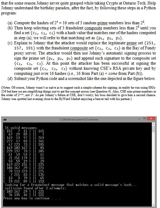 that for some reason Johnny never quite grasped while taking Crypto at Ontario Tech. Help Johnny understand the birthday para