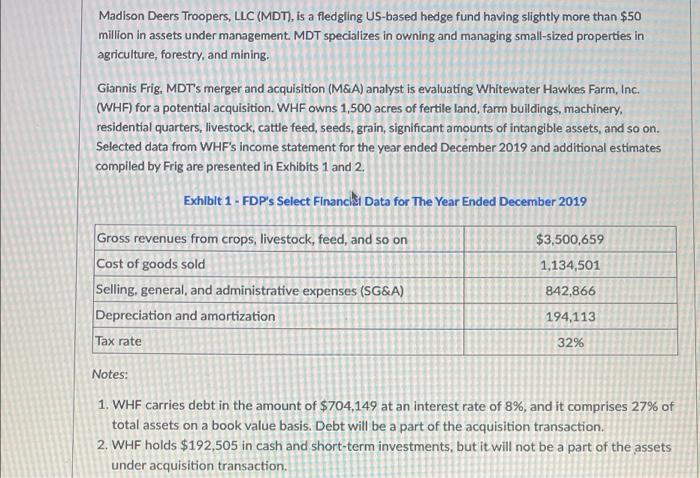 Madison Deers Troopers, LLC (MDT), is a fledgling US-based hedge fund having slightly more than $50 million in assets under m