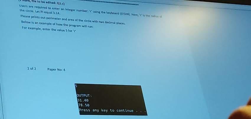 Me to be editedi Q1.c) Users are required to enter an Integer