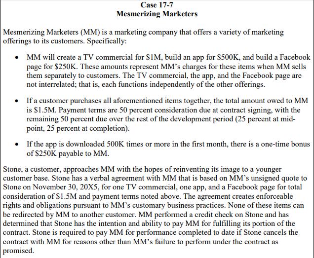 Case 17-7 Mesmerizing Marketers Mesmerizing Marketers (MM) is a marketing company that offers a variety of marketing offering
