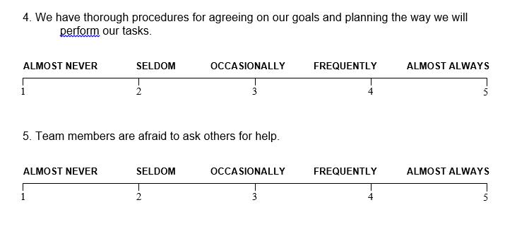 4. We have thorough procedures for agreeing on our goals and planning the way we will perform our tasks.