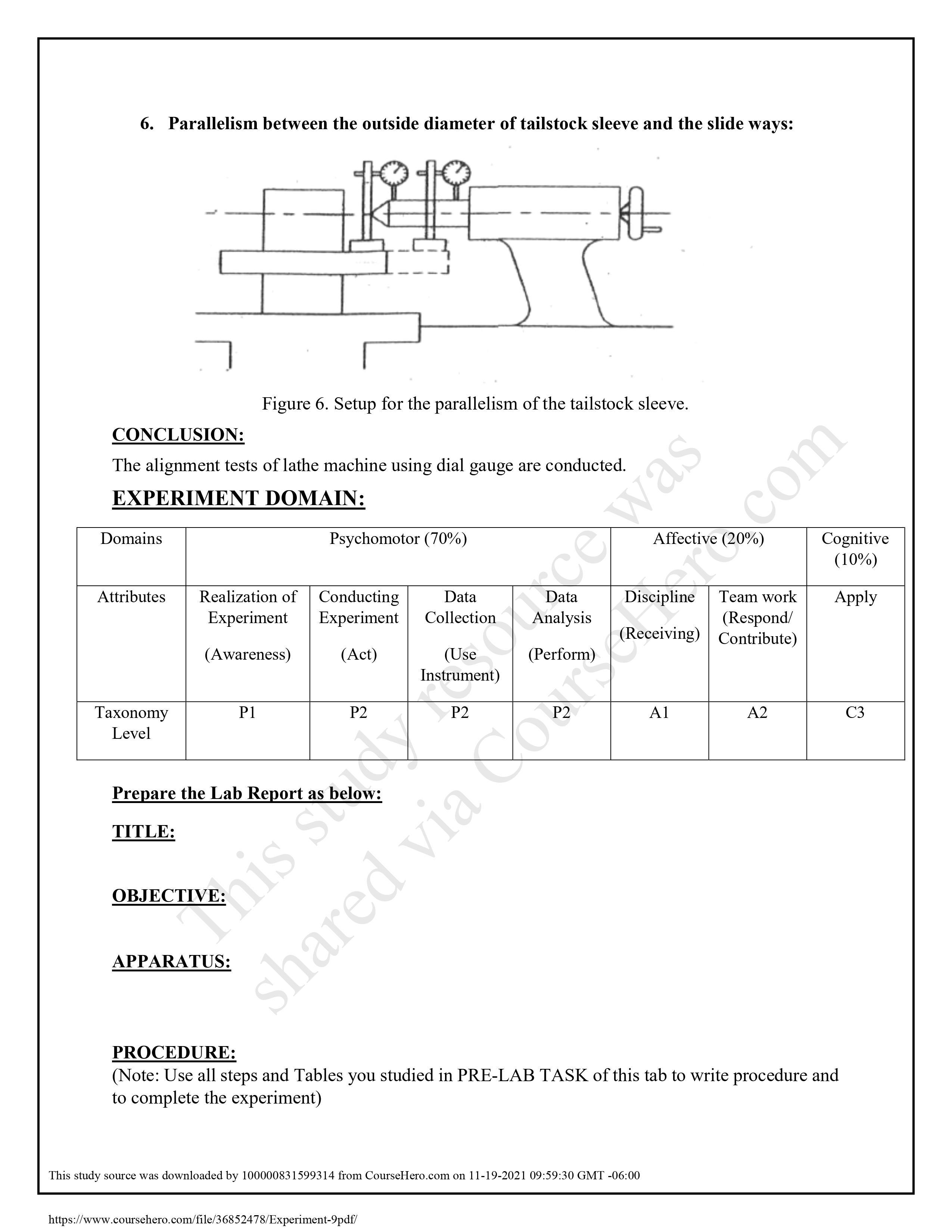 LATHE MACHINE ALIGNMENT TEST. 1. Geometrical tests 2. Practical tests. ii. iii.