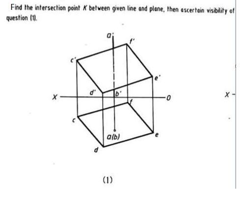 Find the intersection point X between given line and plane, then ascertain