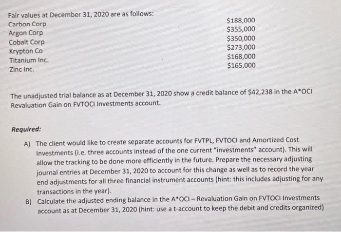 Fair values at December 31, 2020 are as follows:Carbon CorpArgon CorpCobalt CorpKrypton CoTitanium Inc.Zinc Inc.$188,0