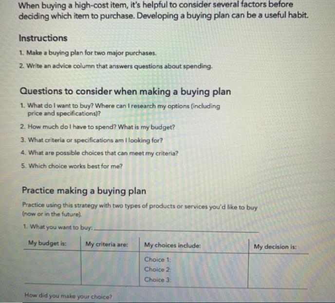 When buying a high-cost item, it's helpful to consider several factors before deciding which item to