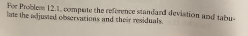 For Problem 12.1, compute the reference standard deviation and tabu- late the