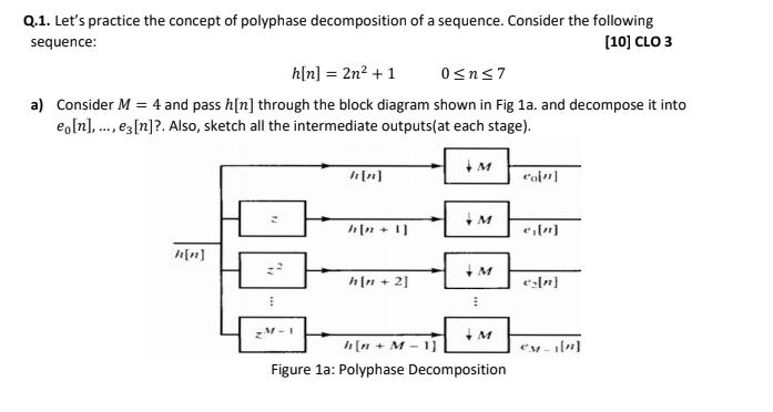 Q.1. Let's practice the concept of polyphase decomposition of a sequence. Consider the following sequence:
