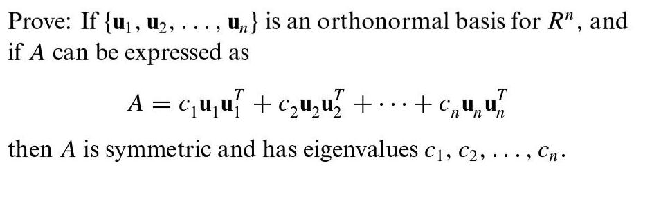 Prove: If {u, u2, ..., if A can be expressed as u,