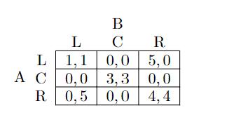 B L C R L 1,1 0,0 5,0 A C 0,0 3,3 0,0 R 0,5 0,0 4,4