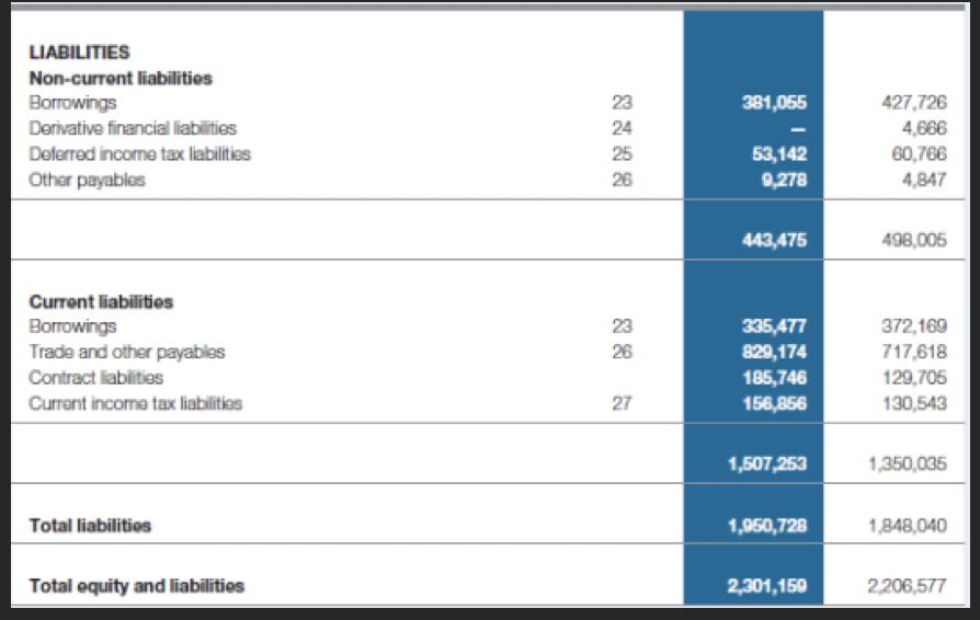 381,055 LIABILITIES Non-current liabilities Borrowings Derivative financial liabilities Deferred income tax liabilities Other