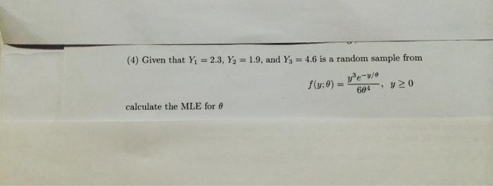 Given that Y1 = 2.3, Y2 = 1.9, and Y3 = 4.6 is a r