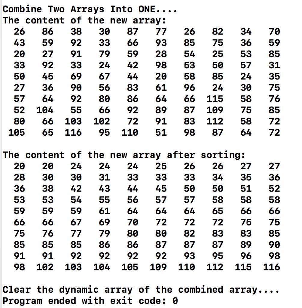 Combine Two Arrays Into ONE....The content of the new array:702686383087772682344359923393857536596620