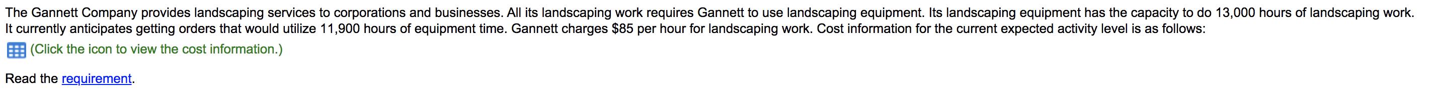 The Gannett Company provides landscaping services to corporations and businesses. All its landscaping work requires Gannett t