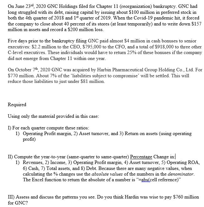 On June 23rd, 2020 GNC Holdings filed for Chapter 11 (reorganization) bankruptcy. GNC had long struggled with its debt, raisi