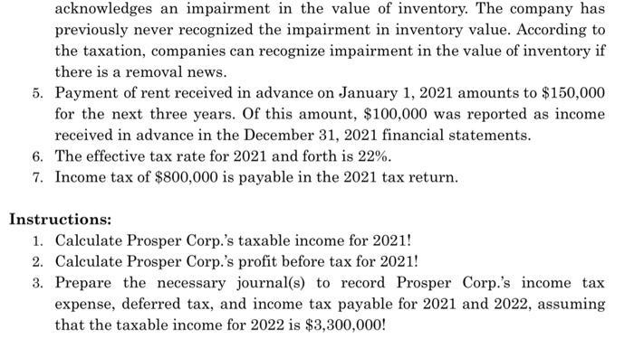 acknowledges an impairment in the value of inventory. The company haspreviously never recognized the impairment in inventory