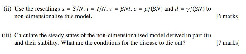 system of differential equations ds = -BSI + yR, dt dI =