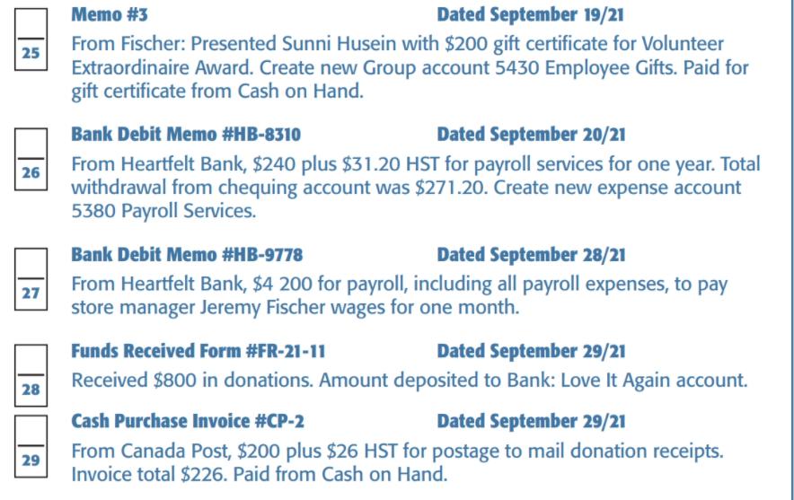 25 26 27 28 29 Memo #3 Dated September 19/21 From Fischer: Presented Sunni Husein with $200 gift certificate