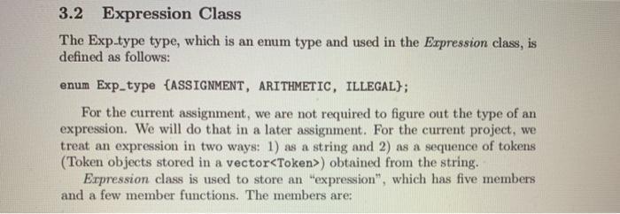 3.2 Expression Class The Exp.type type, which is an enum type and used in the Expression class, is defined as follows: enum E