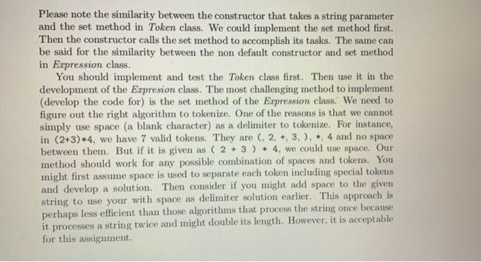 Please note the similarity between the constructor that takes a string parameter and the set method in Token class. We could