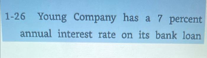 1-26 Young Company has a 7 percentannual interest rate on its bank loan