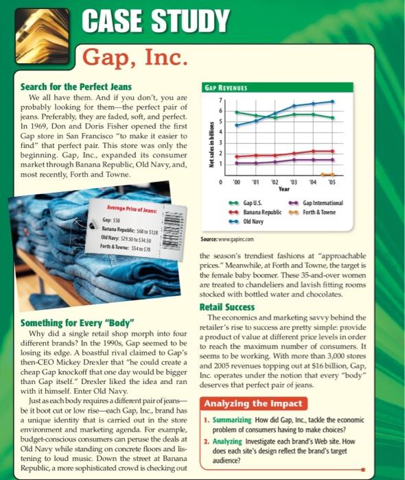 CASE STUDY Gap, Inc. GAP REVENUES Search for the Perfect Jeans We all have them. And if you dont, you are probably looking f