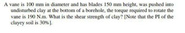 A vane is 100 mm in diameter and has blades 150 mm