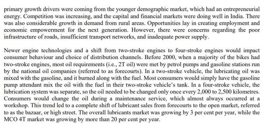 primary growth drivers were coming from the younger demographic market, which had an entrepreneurial energy. Competition was