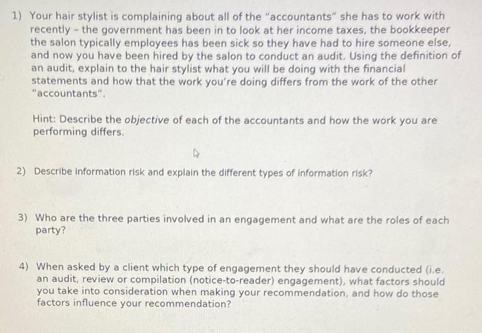 1) Your hair stylist is complaining about all of the accountants she has to work with recently - the government has been in