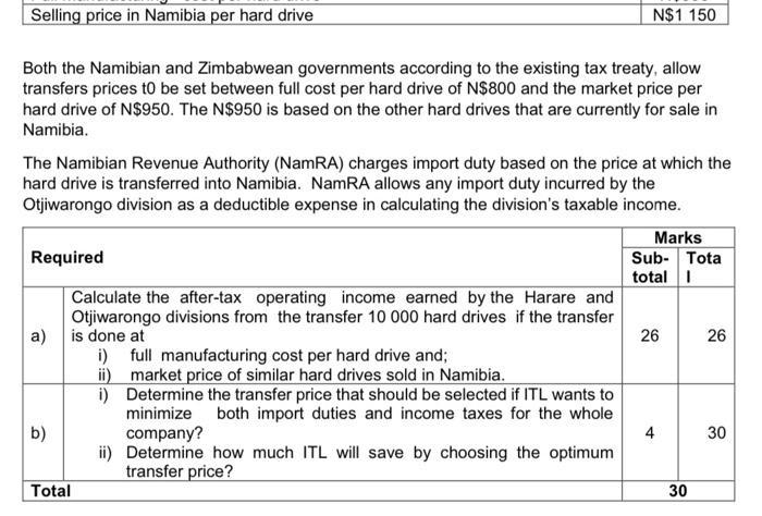 Selling price in Namibia per hard driveN$1 150Both the Namibian and Zimbabwean governments according to the existing tax tr