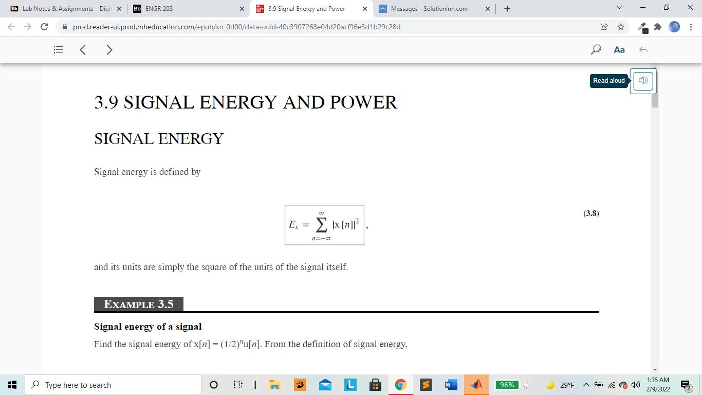 Bb Lab Notes & Assignments - Digit x Bb ENGR 203   C A 115 SIGNAL ENERGY X