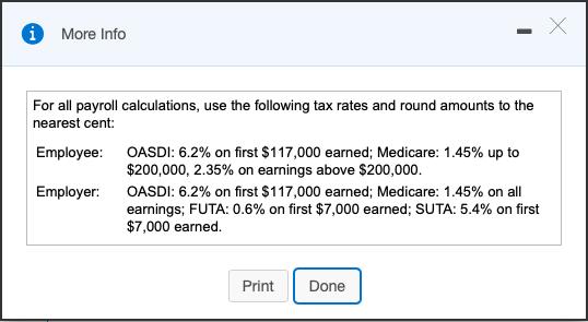 iХMore InfoFor all payroll calculations, use the following tax rates and round amounts to thenearest cent:Employee: OASD
